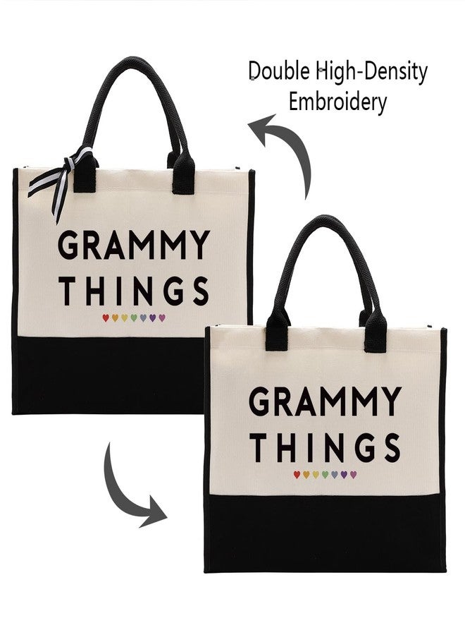 EDCTO Grammy Things Canvas Tote - Novelty Grammy Gift, Cotton Canvas Utility Tote for Shopping & Grocery, Beach Bag, Birthday & Mother's Day Gift - Image 5